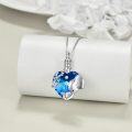 wholesale 925 Sterling Silver Blue Crystal Elephant & Dragonfly Urn Keepsake Memorial Cremation Jewelry for Ashes - 3D Animal Design with Heart-Shaped Pendant and Chain (Small)-0-1