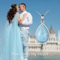 wholesale 925 Sterling Silver Teardrop Pendant Necklace With Aquamarine Stone-0-1