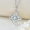 wholesale 925 Sterling Silver Witches Knot Birthstone Necklace Wicca Moon Celtic Pendant-0-32