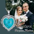 wholesale 925 Sterling Silver Heart-Shaped Turquoise Pendant Necklace for Women-0-4