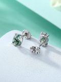 wholesale 925 Sterling Silver Green Moss Agate Oval Stud Earrings for Women-0-2