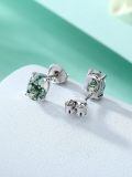wholesale 925 Sterling Silver Green Moss Agate Oval Stud Earrings for Women-0-2