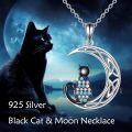 wholesale 925 Sterling Silver Cat Moon Pendant Necklace-0-5