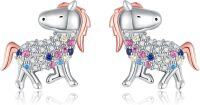 wholesale 925 Sterling Silver Unicorn Stud Earrings with Colorful Crystals and Rose Gold Accents - Perfect Gift for Women & Girls-Horse