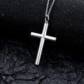 wholesale 925 Sterling Silver & White Gold Plated Simple Cross Pendant Necklace for Women Girls -0-2