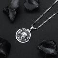 wholesale 925 Sterling Silver Gothic Skull Memento Mori Pendant Necklace with 24 Chain - Stoic  for Men & Women-0-2