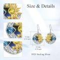 wholesale 925 Sterling Silver Round Sun & Stars Drop Dangle Earrings with Blue Topaz Gemstones Gifts for Women Girls Mom-0-3