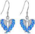 wholesale 925 Sterling Silver Blue Fire Opal Angel Wing Drop Earrings Gift for Her-0-0