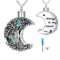 TOUPOP Sterling Silver Moon Tree Of Life Cremation Urn Necklace With Funnel For Ashes-0-0