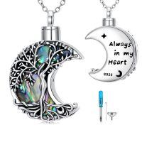 TOUPOP Sterling Silver Moon Tree Of Life Cremation Urn Necklace With Funnel For Ashes-undefined