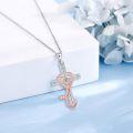 wholesale 925 Sterling Silver Heart-Shaped Cross with Stethoscope and Cubic Zirconia Pendant Necklace-0-4