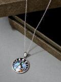 wholesale 925 Sterling Silver Halloween Ghost Necklace with Abalone Shell and Crescent Moons Pendant-0-3