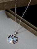 wholesale 925 Sterling Silver Halloween Ghost Necklace with Abalone Shell and Crescent Moons Pendant-0-3