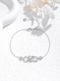 wholesale 925 Sterling Silver Infinity Heart Charm Bracelet with Cubic Zirconia Gifts for Women-0-1