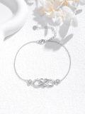 wholesale 925 Sterling Silver Infinity Heart Charm Bracelet with Cubic Zirconia Gifts for Women-0-1