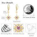 wholesale 925 Sterling Silver Gold-Plated Moonstone & Opal Starburst Leverback Drop Earrings-0-76