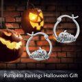 wholesale 925 Sterling Silver Halloween Pumpkin Jack O Lantern Hoop Earrings-0-1