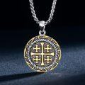 wholesale 925 Sterling Silver Jerusalem Cross Round Rope Design Pendant Necklace  for Men & Women Gift Jewelry-0-2