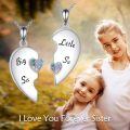 wholesale 925 Sterling Silver Big Sis Little Sis Heart Pendant Necklaces for Sisters Matching Jewelry Set-0-3
