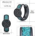 wholesale 925 Sterling Silver Blackened Hoop Earrings with Turquoise and Vegvisir Design-0-1