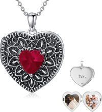 wholesale  Sterling Silver Birthstone Gemstone Heart Photo Locket Necklace Holds 2 Pictures Jewelry Gift -05 May-06 June-12 December-11 November-02 February-10 October-09 September-04 April-07 July-08 August-01 January-03 March