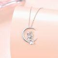 wholesale 925 Sterling Silver & White Gold Plated Crescent Moon Pendant Necklace for Mom - Mother's Day Gift-0-2