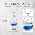 wholesale 925 Sterling Silver Blue Enamel Swans in Water Pendant Necklace with Cubic Zirconia Accents-0-1