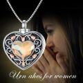 wholesale TOUPOP Rose Flower Urn Necklace For Ashes Heart Crystal Cremation Jewelry For Ashes Flower Memorial Necklace For Girls Women Human Ashes Sterling Silver Urn Necklace For Ashes (gold) -0-3