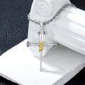 wholesale 925 Sterling Silver Nail Cross Pendant with Gold Rope Knot Chain - Mens Religious Jewelry-0-4