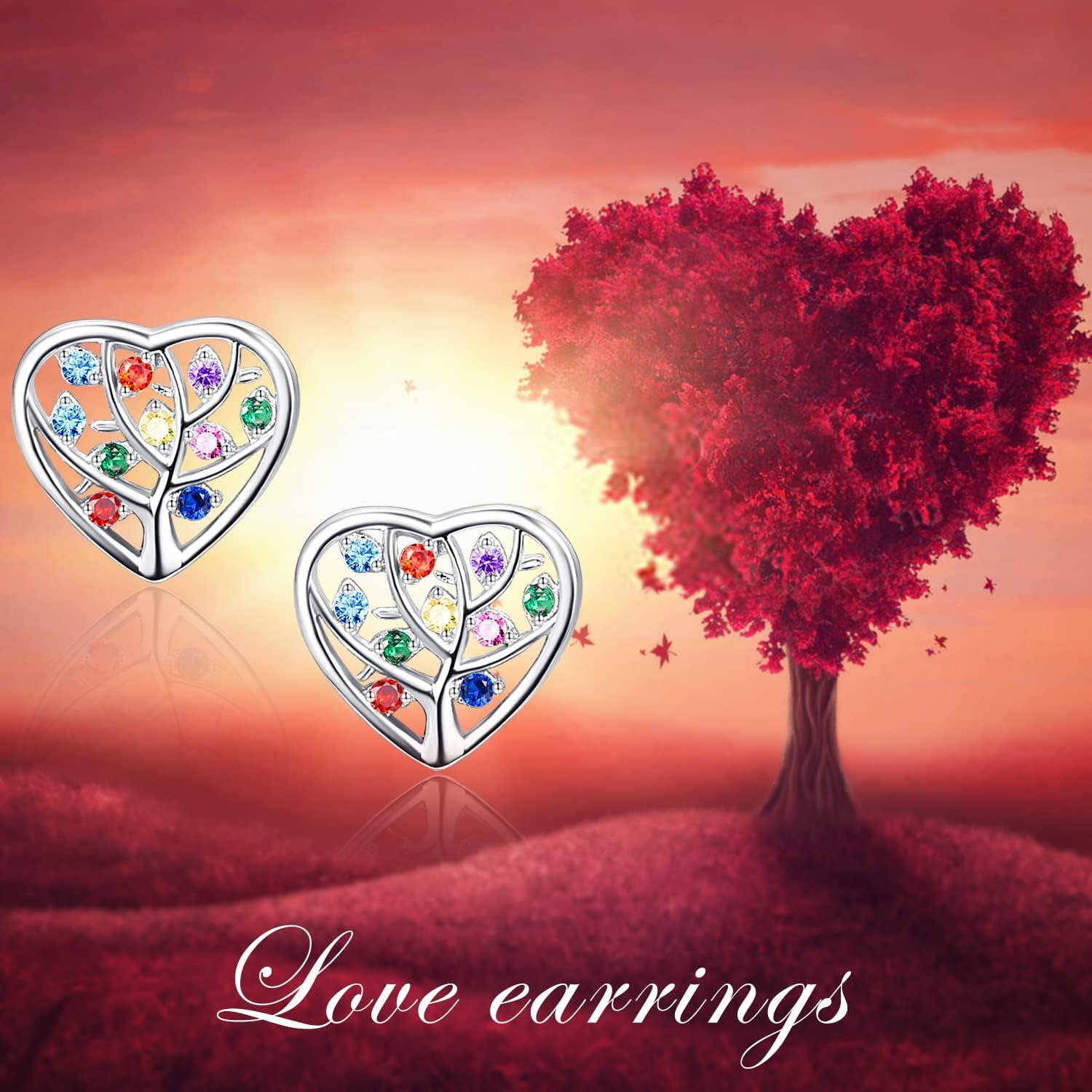 Sterling Silver Cubic Zirconia Tree of Life Stud Earrings for Women-0-2