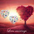 wholesale 925 Sterling Silver Multicolor CZ Heart Tree of Life Stud Earrings for Women-0-1
