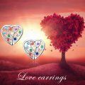 wholesale 925 Sterling Silver Multicolor CZ Heart Tree of Life Stud Earrings for Women-0-1