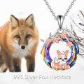 wholesale 925 Sterling Silver Rainbow Crystal Fox & Leaves Triple Moon Goddess Pendant Necklace-0-2