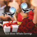 wholesale 925 Sterling Silver Blue Moonstone Orca Whale Stud Earrings for Women Girls Gifts Jewelry Accessories 4g-0-4