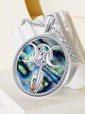 wholesale 925 Sterling Silver Metal Opal Triple Moon Pentagram Necklace with Chakra Stones Gift for Her-0-3