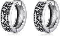 wholesale 925 Sterling Silver Viking Runes Huggie Hoop Earrings for Men & Women-viking rune hoop earrings