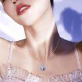 wholesale 925 Sterling Silver Blue & Purple Crystal Heart and Rose Pendant Necklaces for Women-0-2