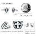 wholesale 925 Sterling Silver Shield Cross Stud Earrings - Religious Jewelry for Women and Men-0-4