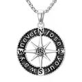 TOUPOP 925 Sterling Silver Celtic Knot Compass Necklace For Men-0-0