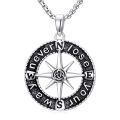 TOUPOP 925 Sterling Silver Celtic Knot Compass Necklace For Men-0-0