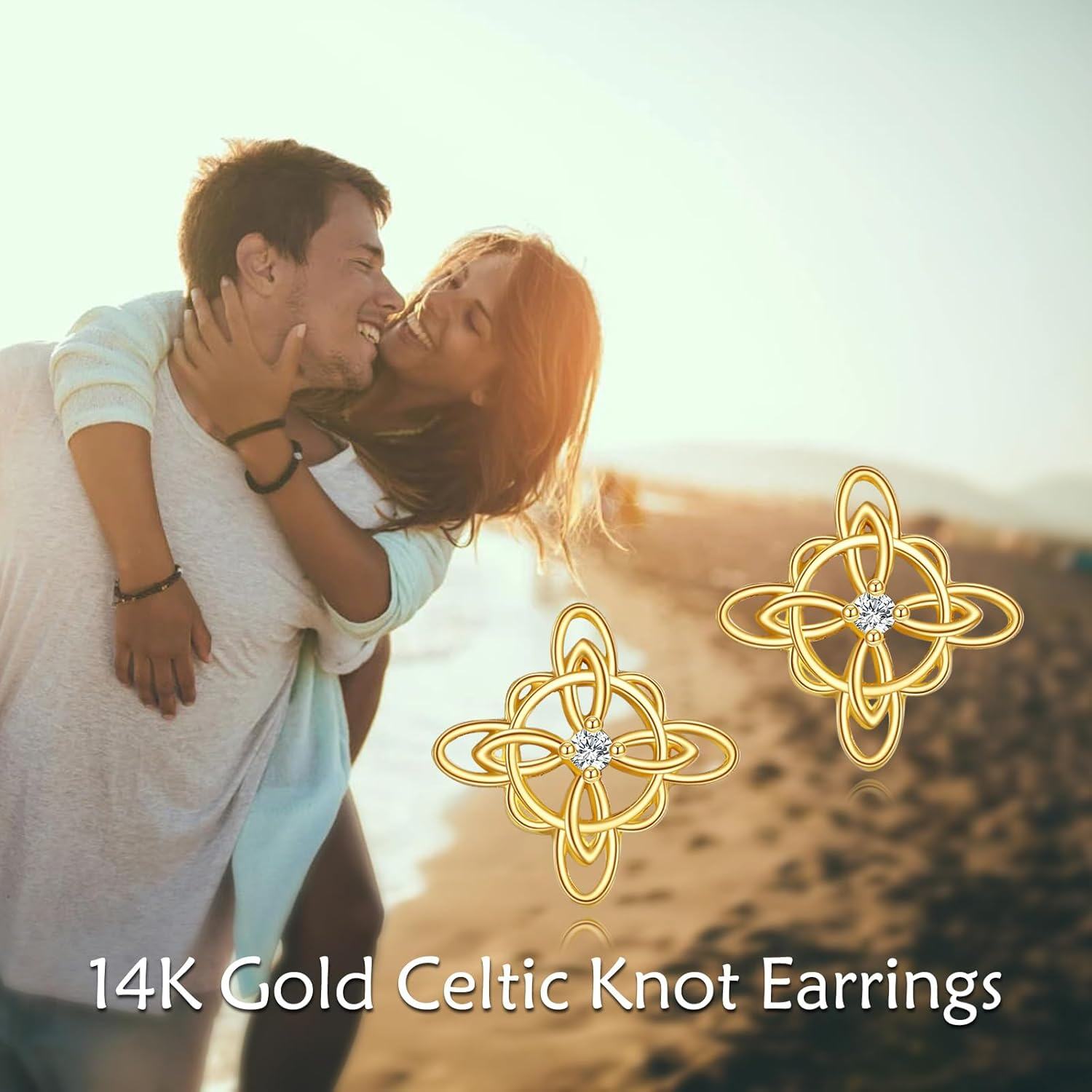 wholesale Gold Solid 14K Celtic Knot Stud Earrings - Irish Jewelry for Women's Gifts-0-4