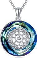 wholesale 925 Sterling Silver Blue Crystal Compass Pendant Necklace Evil Eye Protection s for Women and Men-0-0