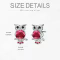 TOUPOP Sterling Silver Ruby Owl Stud Earrings For Women-0-3