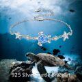 wholesale 925 Sterling Silver Blue Opal Sea Turtle & Starfish Charm Anklet for Women Girls Beach  7 Adjustable Chain Length-0-5