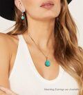 wholesale 925 Sterling Silver Teardrop Turquoise Pendant Necklace Platinum Plated Chain For Women-0-1