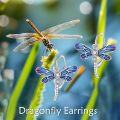 wholesale 925 Sterling Silver Blue Enamel Dragonfly Stud Earrings with Cubic Zirconia for Women Girls  48x36mm-0-2
