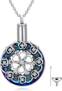 wholesale TOUPOP Cremation Jewelry Sterling Silver Urn Necklace For Ashes With Blue Circle Crystal Memorial Pendant Jewelry Funnel Filler -undefined