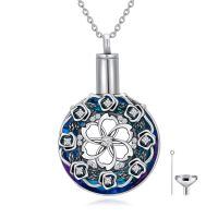 TOUPOP Sterling Silver Blue Crystal Cremation Urn Necklace with Filler-undefined