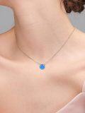 wholesale 925 Sterling Silver Blue Lab-Created Opal 8mm Round Pendant Necklace with Extender Chain - 20 Total Length-0-2