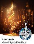 wholesale Music Note Necklace For Women 925 Sterling Silver Treble Clef Pendant Crystal Jewelry, Christmas Musical Gifts For Music Lover Her Girlfriend Daughter -0-2